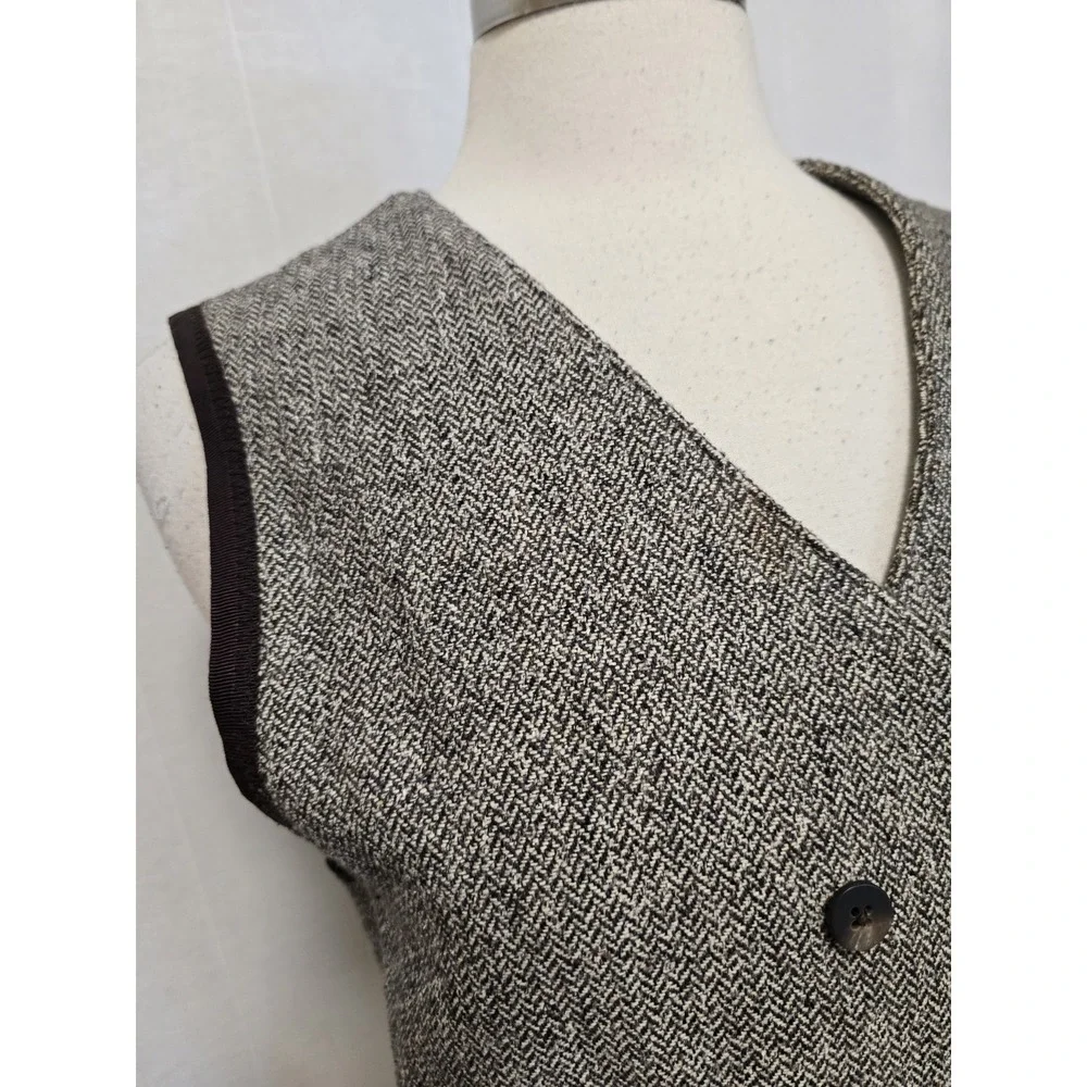 Gap Womens Vintage Vest Size Medium Herringbone Double‎ Breasted
